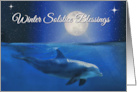 Winter Solstice Blessings Coastal Nautical Ocean with Dolphin and Moon card