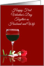 Wine and Rose 1st Valentine’s Day Together as Husband and Wife card