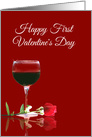Wine and Rose 1st Valentine’s Day card