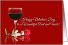 Happy Valentine’s Day to My Wonderful Aunt and uncle Red Rose and Wine card