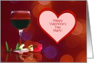 Happy Valentine’s Day Customize With Name in Heart Wine and Rose card