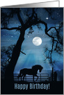 Horse Happy Birthday, Wishes Come True, Cute Horse Fantasy Stars Moon card