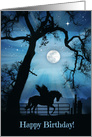 Beautiful Pegasus Unicorn and Moon Mystical Magical Happy Birthday Car card