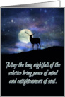 Winter Solstice Elk and Moon, Yule, Long Night of the Solstice Wildlif card