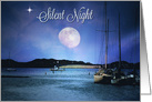 Sailboats and Harbor Coastal Silent Night Christmas Holiday card