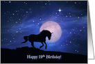 Fantasy Unicorn Cute Happy 19th Birthday, Magical 19th Bday card