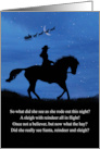 Cowgirl Christmas Holiday Cute Riding with Santa And Sleigh card