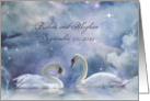 Beautiful Swan Congratulations on Marriage, Custom Names and Date card