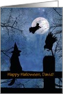 Custom Name Cute Halloween, Witch Raven Black Cat Personalized Cover card