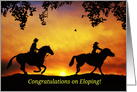 Super Cute Cowboy and Cowgirl Congratulation on Eloping, Two Riders card