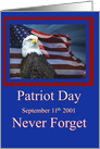Patriot’s Day September 11, Eagle and Flag Never Forget Rememberance card