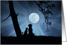 Miss You, Dog and Cat Miss You in the Moon Light card