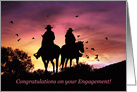 Cute Cowboy and Cowgirl Country Western Engagement Congrats card