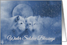 Wolves Winter Solstic, Wolf & Moon Native American Solstice card