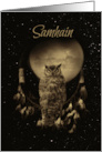 Owl and Native American Dream Catch Samhain Greetings card