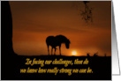 Cancer Patient Encouragement, You Are Strong Horse in Sunrise card