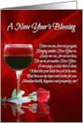 Wine and Rose New Year’s Blessing, Pretty Happy New Year Wishes card
