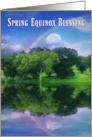 Spring Equinox Blessing, Rainbow and Moon, Oak Tree and Water card