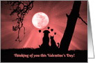 Cute Thinking of You on Valentine’s Day Dog and Cat and Moon card
