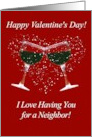 Valentines Day for Neighbor Humorous Wine card