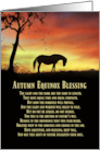 Autumn Equinox Blessings Card, With Horse, Sunset And Tree card