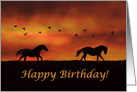 Horse Happy Birthday, Horses Running in the Sunset, Pretty Birthday card