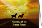 Summer Solstice Greetings, Mid Summer’s Evening with Horses and Sun card