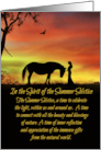 The Summer Solstice WIth Horse, Raven and Maiden Celebrating the Sun card