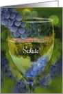 Salute Happy Birthday Wine Glass and Grapes for Friend card