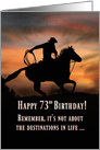 73rd Happy Birthday with Horse and Rider in Southwestern Sunset card