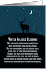 Winter Solstice Blessings Elk Crescent Moon and Stars card