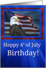 Happy 4th of July Birthday Bald Eagle and American Flag card