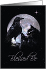 Wicca Pagan Raven and Cats Happy Birthday card