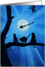 Cat Christmas with Santa Reindeer and Sleigh card