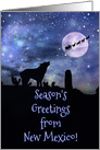 Coyote Cactus Santa and Reindeer Season’s Greetings from New Mexico card