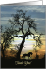 Horse Thank You with Oak Tree and Sunrise card