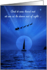 Nautical Sail Boat Holiday with Santa and Moon card