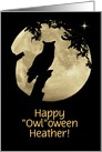 Happy Halloween Custom Name with Owl and Moon card