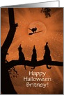 Happy Halloween with Witch Cats Custom Name card