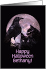 Happy Halloween Raven and Black Cats Custom Name card