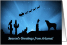 Arizona Season’s Greetings Southwestern Colors Coyote Owl and Cactus card