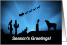 Southwestern Season’s Greetings with Cactus, Coyote, Owl and Santa card