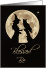 Wicca Pagan Happy Birthday With Owl and Full Moon Blessed Be card