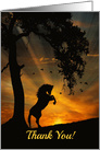 Horse Thank You with Oak Tree, Sunrise and Birds card