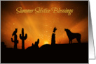 Southwestern Wolf Coyote Oak Cactus Summer Solstice Litha Blessings card