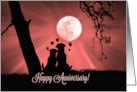 Happy Anniversary Whimsical and Cute Dog Couple in Moonlight card