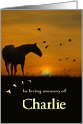 Custom Name Horse in Sunset Sympathy card