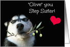 Step Sister Happy Birthday with Cute Dog card