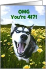 Cute Husky Happy 41st Birthday Customizable card