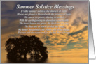 Summer Solstice Blessings Poem with Oak Tree, Water and Birds card